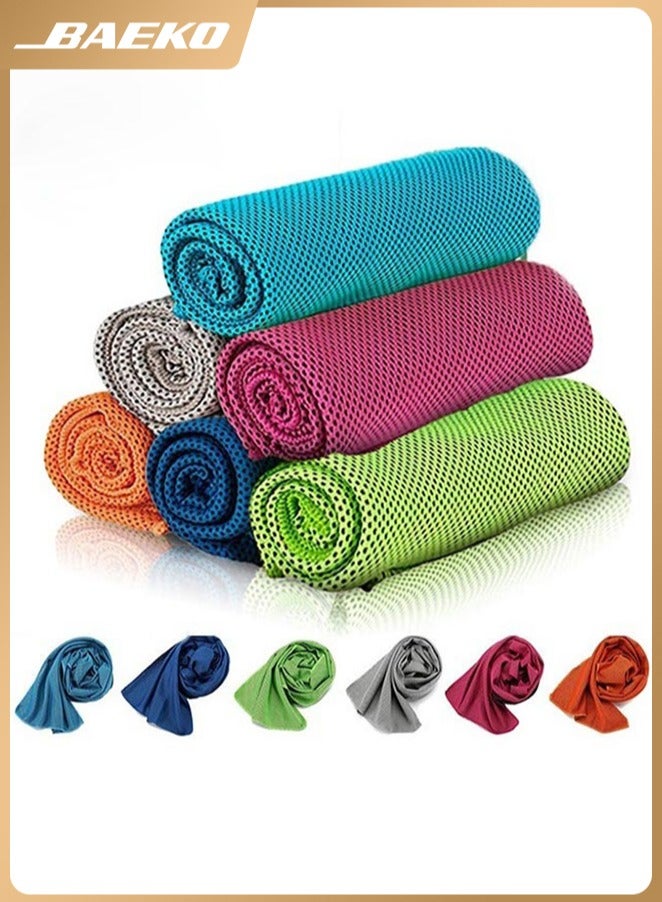 BAEKO 6Pcs Cooling Towel, Ice Sports Towel, Cool Towel for Instant Cooling,for Yoga, Travel, Golf, Gym,Camping, Fitness, Running, Workout & More Activities (31.5"x11.8") - Image 1
