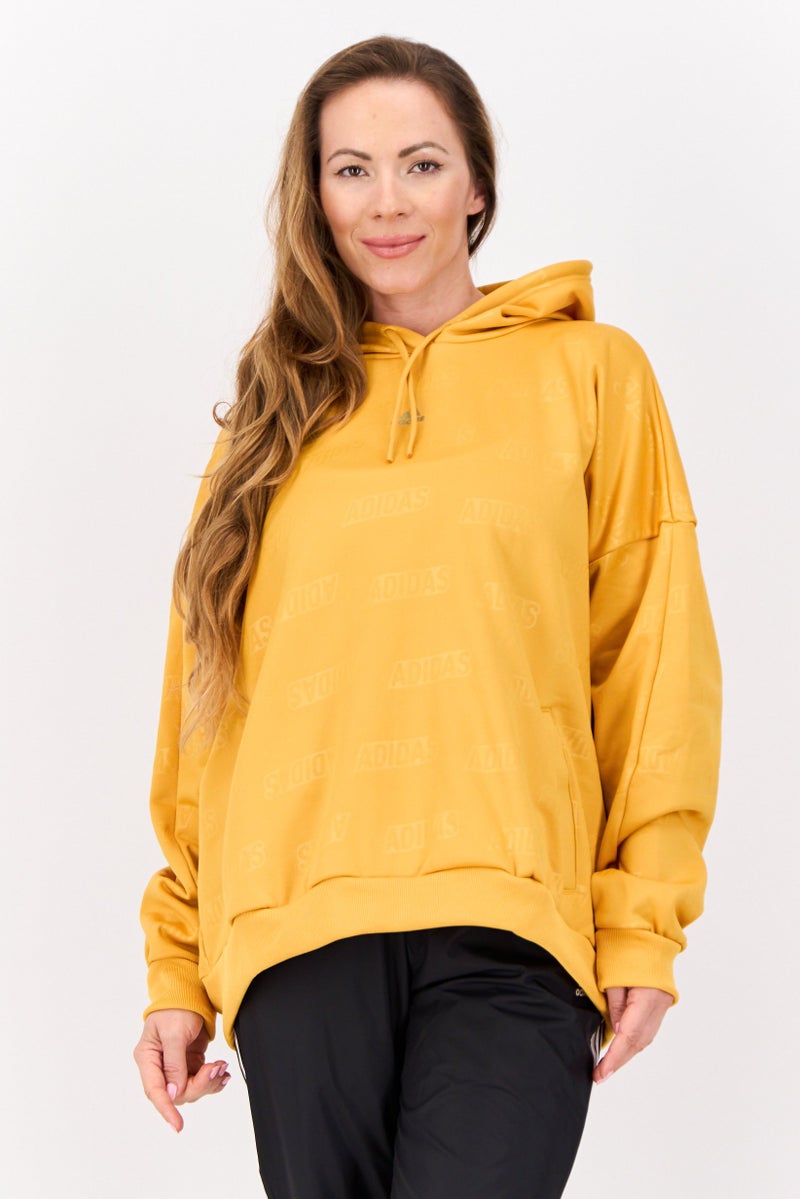 Adidas Women Sportswear Fit Long Sleeve Outdoor Hoodie, Mustard  - Image 1