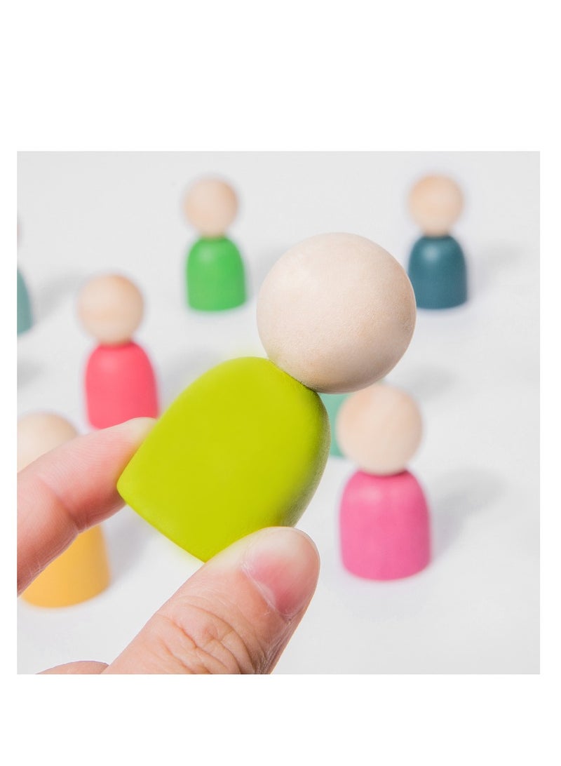 Factory Price ألعاب فرز وتكديس قوس قزح خشبية بسعر المصنع مع حامل - 60 قطعة - Image 5