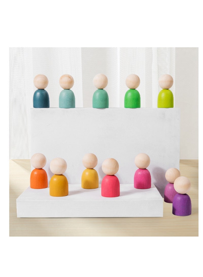 Factory Price ألعاب فرز وتكديس قوس قزح خشبية بسعر المصنع مع حامل - 60 قطعة - Image 4