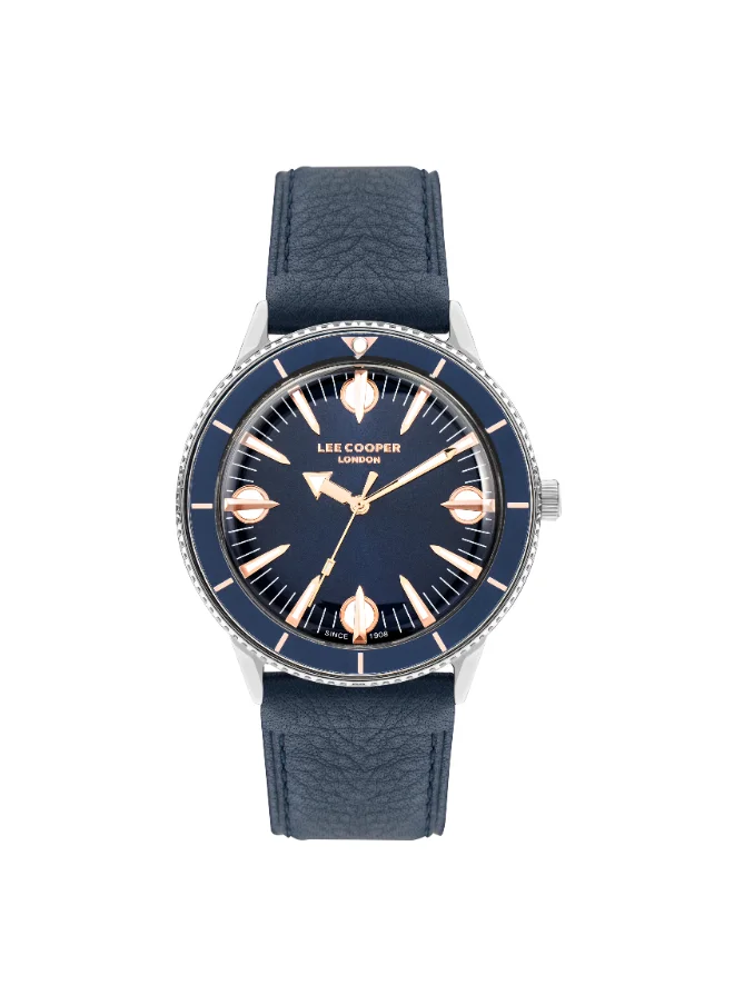 لي كوبر Men's Watch, Analog Display and Leather Strap - LC07933.499, Blue