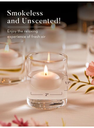 20 Pack White Floating Candles 2 Inch, Unscented Long Burning 5-6 Hours Floating Discs for Centerpieces Wedding Party Pool Holiday Home Romantic Decor (White) - view 4