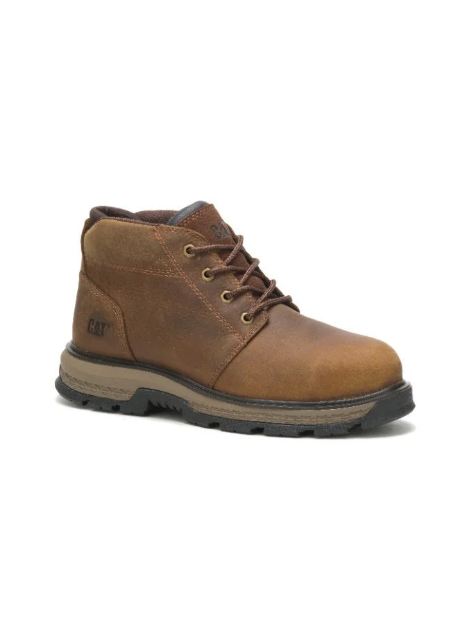 Caterpillar CAT Exposition 4.5" Brown Men’s Safety Boot – Full‑Grain Leather, Steel Toe (ST), S3 HRO SRC, SRX Slip‑Resistant T1483 Outsole