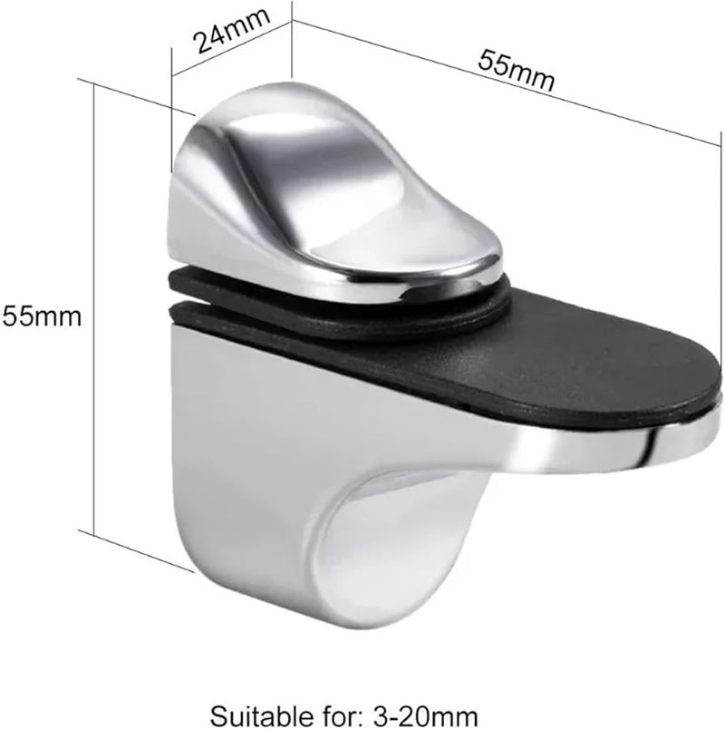 Zinc Alloy Adjustable Glass Shelf Brackets 10pcs 55 X 24mm Support Clips For Wood - Image 4