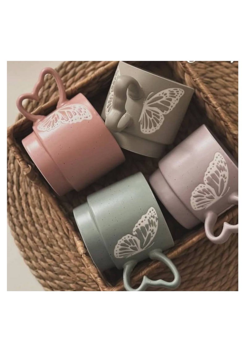 طقم مجات بورسلين مكون من 4 قطع للشاي والقهوة والنسكافيه -  مجات بورسلين - Image 1