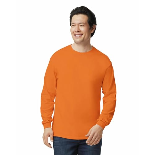 Gildan Mens Ultra Cotton Long Sleeve TShirt Style G2400 Multipack Safety Orange 2Pack 3XLarge - Image 3