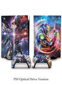 IINE Sony PS5 Console Controller Skins Set, Skin Wrap Decal Sticker PS5 Disk Edition, Protective Film Sticker for PS5 Iron Man , PS5 Optical Drive Version Sticker, Vinyl Sticker Cover Sticker  - Image 1