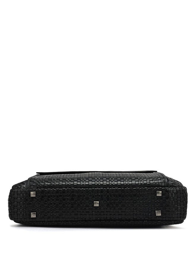 Da Milano Leather Black Laptop Bag with Adjustable Shoulder Strap - Image 5