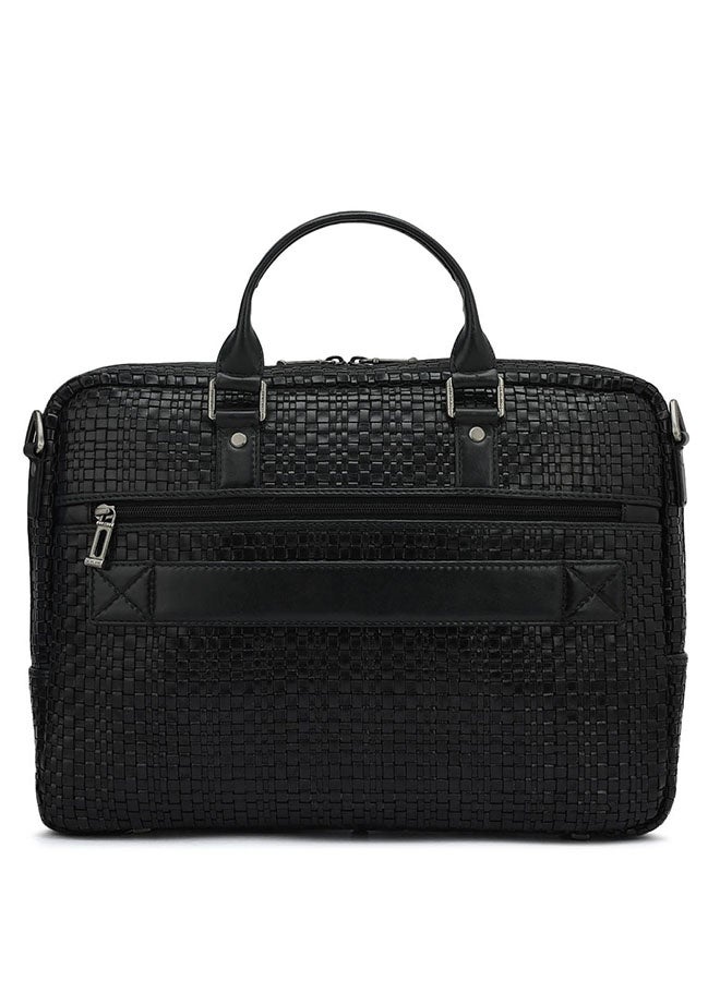 Da Milano Leather Black Laptop Bag with Adjustable Shoulder Strap - Image 4