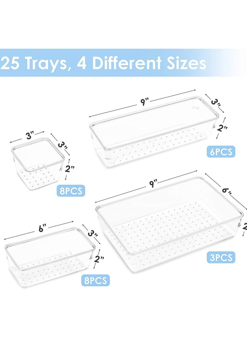 JiFENG - 16 Desktop Drawers With Built-in Storage Trays for Organizing Cosmetics, Transparent Partitioned Small Boxes - Image 1
