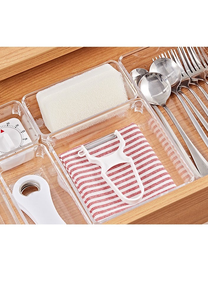 JiFENG - 16 Desktop Drawers With Built-in Storage Trays for Organizing Cosmetics, Transparent Partitioned Small Boxes - Image 1