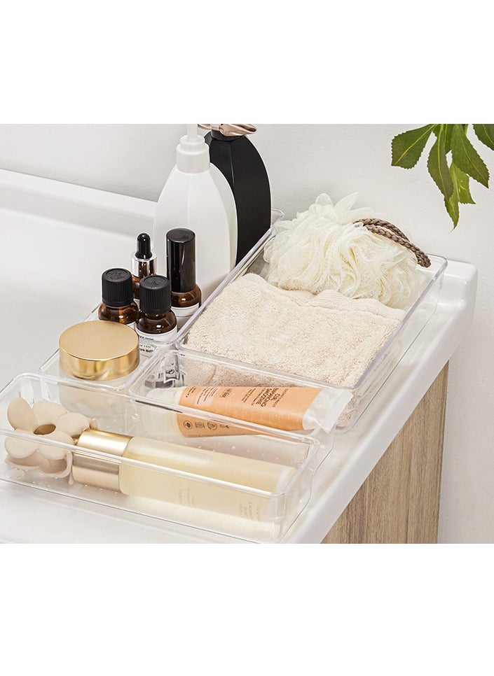 JiFENG - 16 Desktop Drawers With Built-in Storage Trays for Organizing Cosmetics, Transparent Partitioned Small Boxes - Image 1