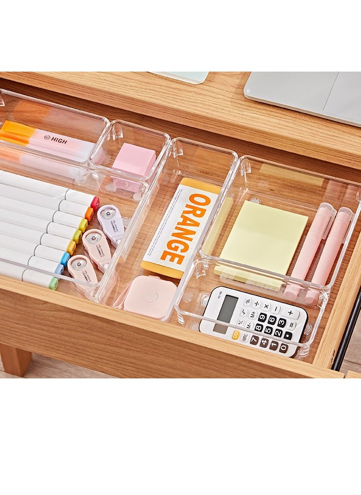 JiFENG - 16 Desktop Drawers With Built-in Storage Trays for Organizing Cosmetics, Transparent Partitioned Small Boxes - Image 1