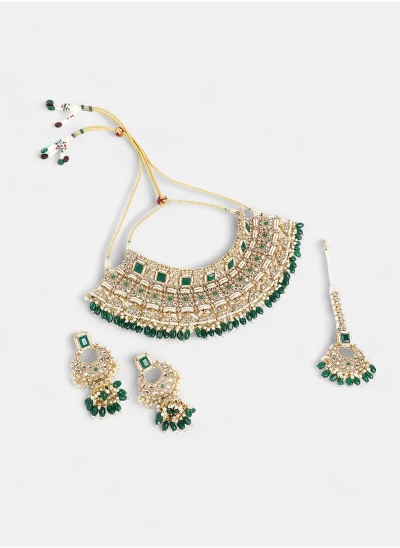 SOHI Stone Stones-Studded & Beaded Jewellery Set