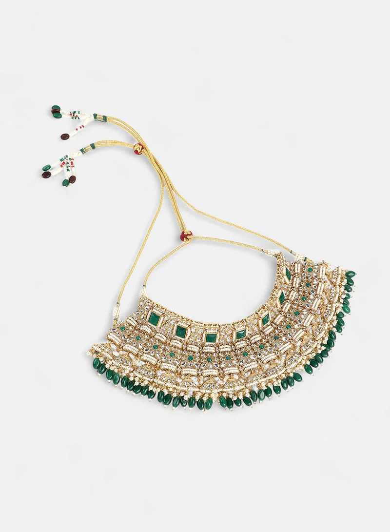 SOHI Stone Stones-Studded & Beaded Artificial Jewellery Set
