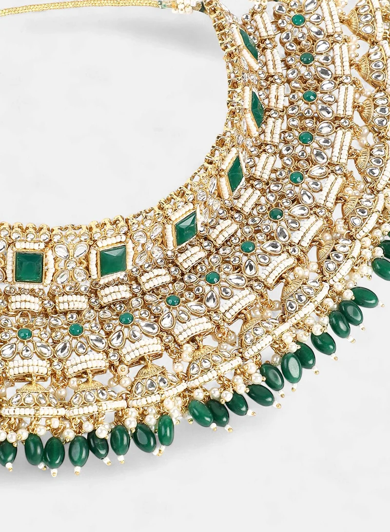 SOHI Stone Stones-Studded & Beaded Artificial Jewellery Set