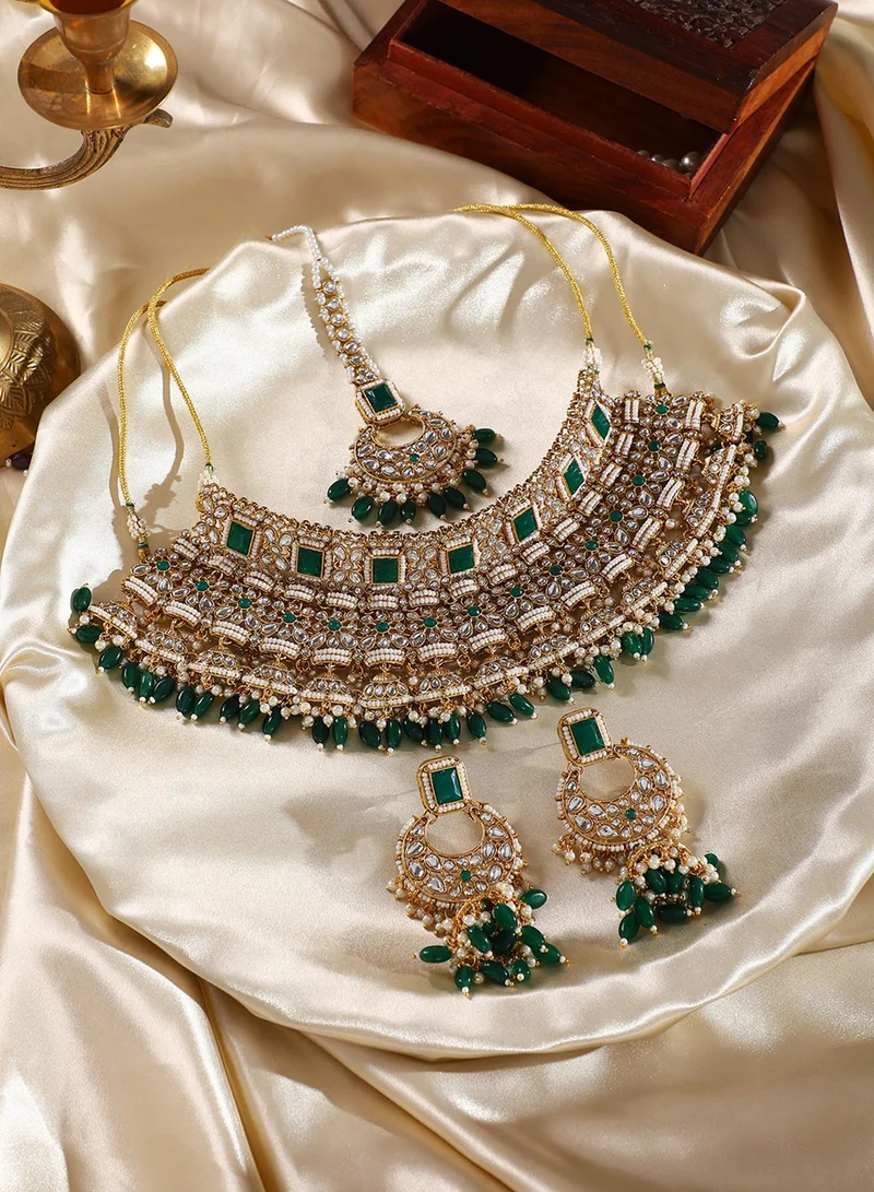 SOHI Stone Stones-Studded & Beaded Artificial Jewellery Set