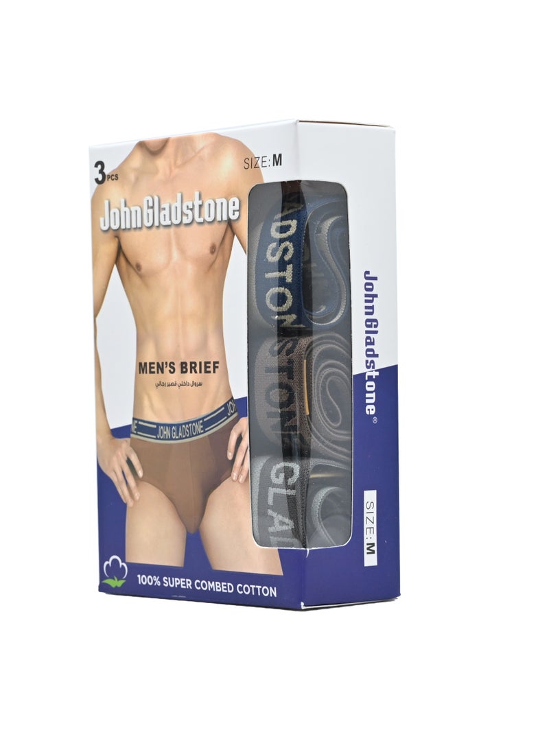 John Gladstone - John Gladstone Men's Cotton Outer Elastic Brief - 3 Pack - Image 1
