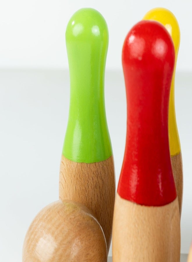 Beebox Wooden Bowling Game Set || 10 Pins & 2 Balls || Fun & Safe Colorful Indoor-Outdoor Game for Kids - 20x12.3x6 cm - Image 3