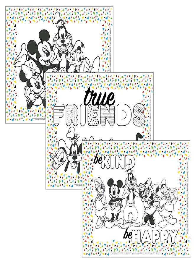 J.L. Childress Disney Baby by J.L. Childress ColorMe Disposable Placemats - Stick on Disposable Placemats for Baby, Toddlers, & Kids, Travel Coloring Activities, Sticky Child Table Mat - 24 Pack, Mickey & Friends - Image 1