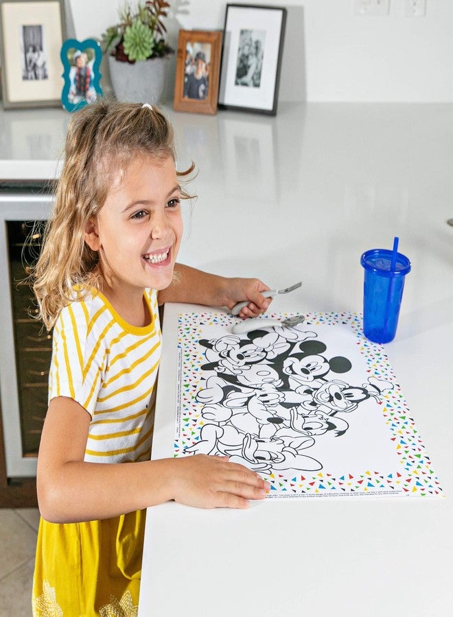 J.L. Childress Disney Baby by J.L. Childress ColorMe Disposable Placemats - Stick on Disposable Placemats for Baby, Toddlers, & Kids, Travel Coloring Activities, Sticky Child Table Mat - 24 Pack, Mickey & Friends - Image 2