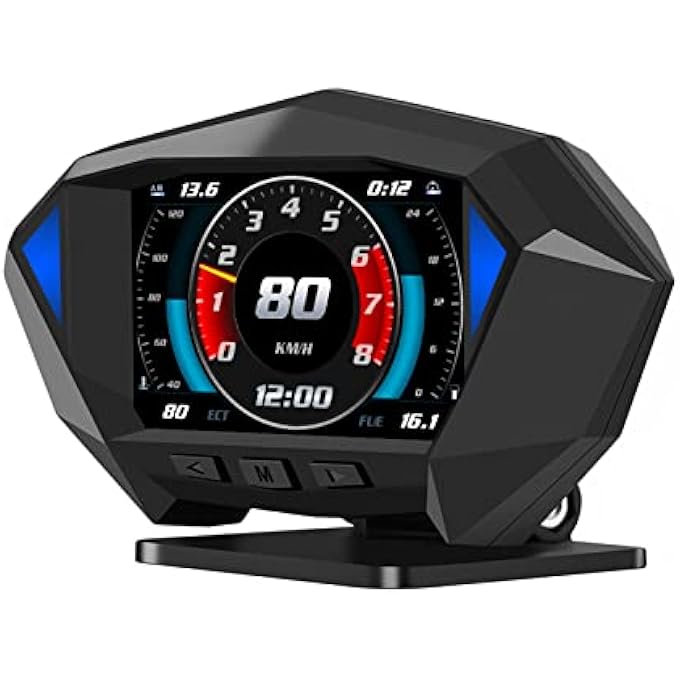 Eacam Smart Car Digital Head Up Display GPS Overspeed Alarm Meter Obd Speedometer Display Speed Voltage Water Temperature Roll Angle Pitch Angle OverSpeed Alarm Safe Driving - Image 1