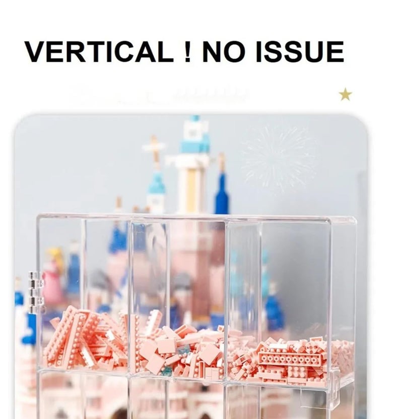 MosQuick® Set of 2 Transparent 6 grid acrylic partition boxes for storage with lid Blocks storage box toys storage box toy organiser plastic box for jewellery storage organizer box stationery box - Image 4