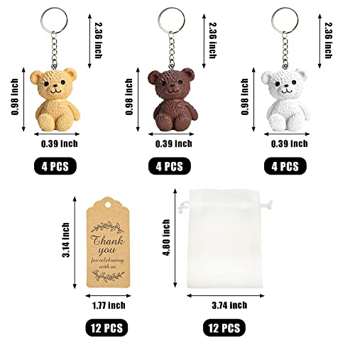 BANBALLON 12 Set Bear Party Favor Bear Keychains with Organza Bags Thank You Tags For Baby Shower Bear Theme Party Return Favors Supplies - Image 2