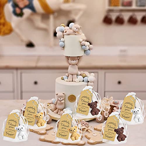 BANBALLON 12 Set Bear Party Favor Bear Keychains with Organza Bags Thank You Tags For Baby Shower Bear Theme Party Return Favors Supplies - Image 4