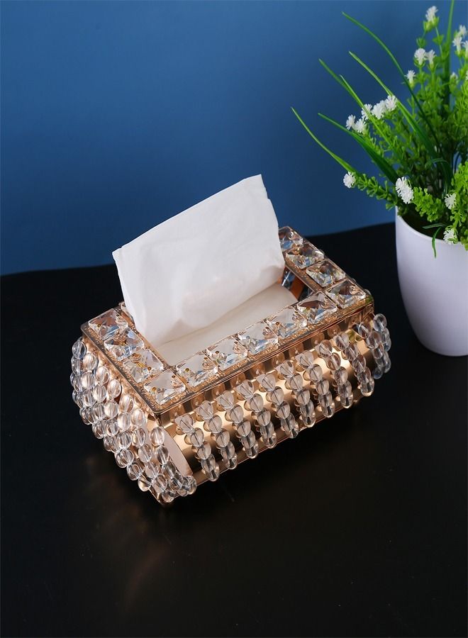fashionhome European Style Crystal Tissue Box Cover Creative Tissue Holders Facial Tissue Dispenser for Bathroom Vanity Countertops and Bedroom 22 x 13 x 7 Centimeter - Image 1