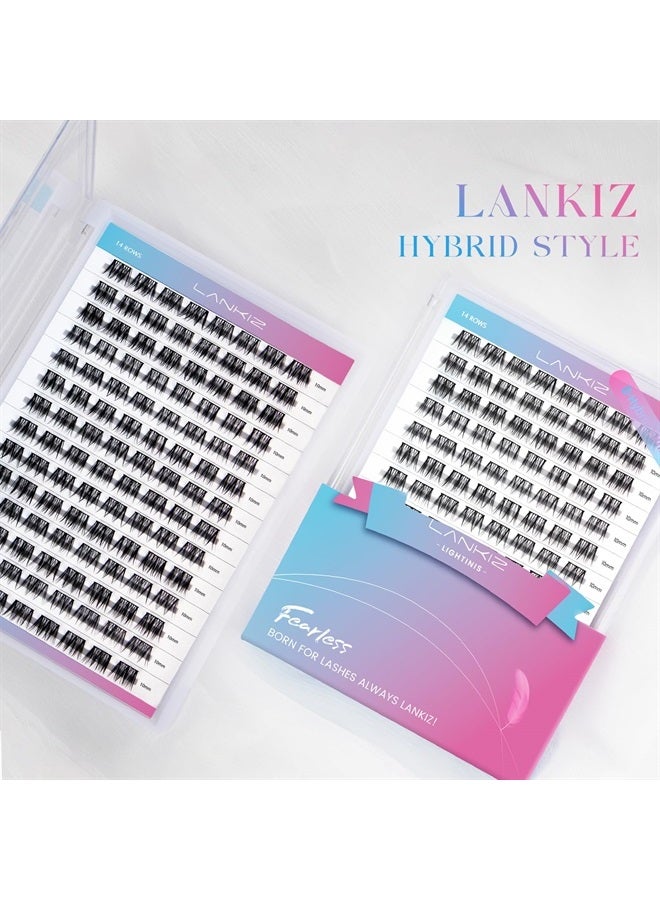LANKIZ تمديدات الرموش DIY، مجموعات فردية من الرموش، 112 مجموعة، رموش ناعمة وخفيفة الوزن 10 مم فقط، رموش مجموعة واسعة للاستخدام المنزلي (Hybird D curl) - Image 4