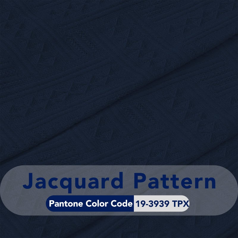 PureFit Geometric Jacquard Throw Sofa Cover - Textured Soft Washable Decorative Couch Covers for 3 Cushion Couch  Throw Cover with Tassels Furniture Protector for Pets  Kids (X-Large  Navy) - Image 5