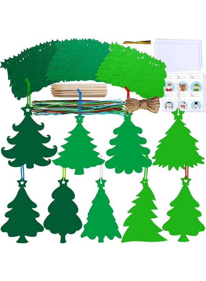 Winlyn 54 Sets 9 Styles Magic Color Scratch Green Christmas Tree Ornaments Christmas Rainbow Scratch Art Decorations Christmas Craft Kits For Kids Classroom Activities Winter Season Party Favors - Image 2
