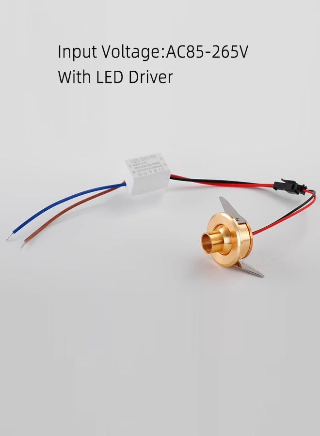 مصابيح سبوت LED صغيرة 3 وات AC85-265V، إضاءة موضعية صغيرة مثبتة على السقف مع رأس نقطة قابلة للدوران 360 درجة لتزيين المنزل وغرفة المعيشة وخزانة عرض الملابس (لون ذهبي، عبوتان) - Image 3