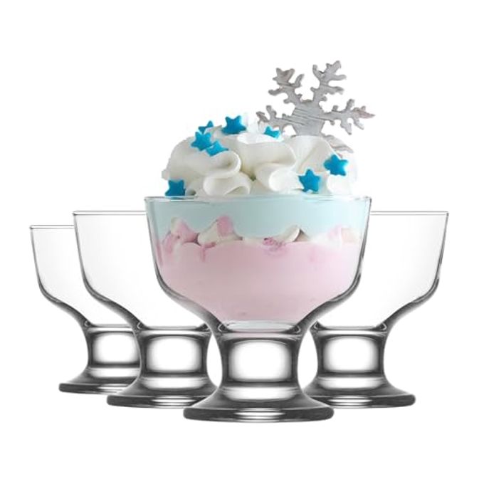 LAV Ice Cream Glass Bowls 4 Piece- Glass Dessert Cups for Dessert, Dish 9.5 oz - Clear Bowls Dessert