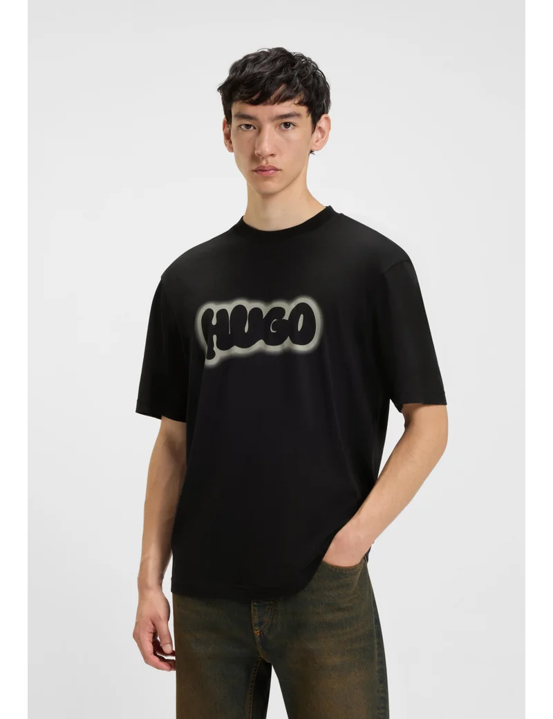 HUGO Cotton-jersey T-shirt with logo print