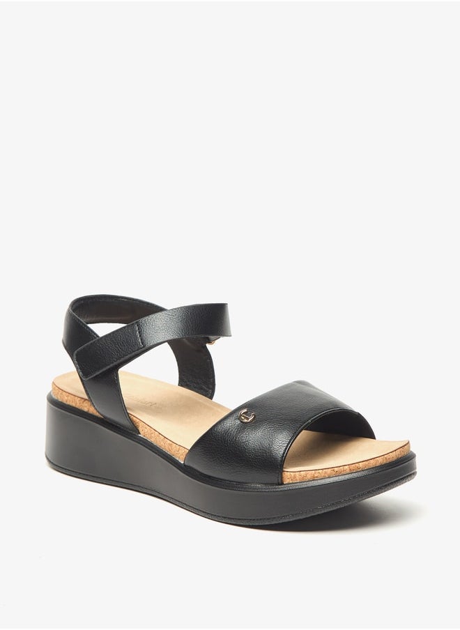 Le Confort - Women's Textured Flatform Sandals with Hook and Loop Closure - Image 1