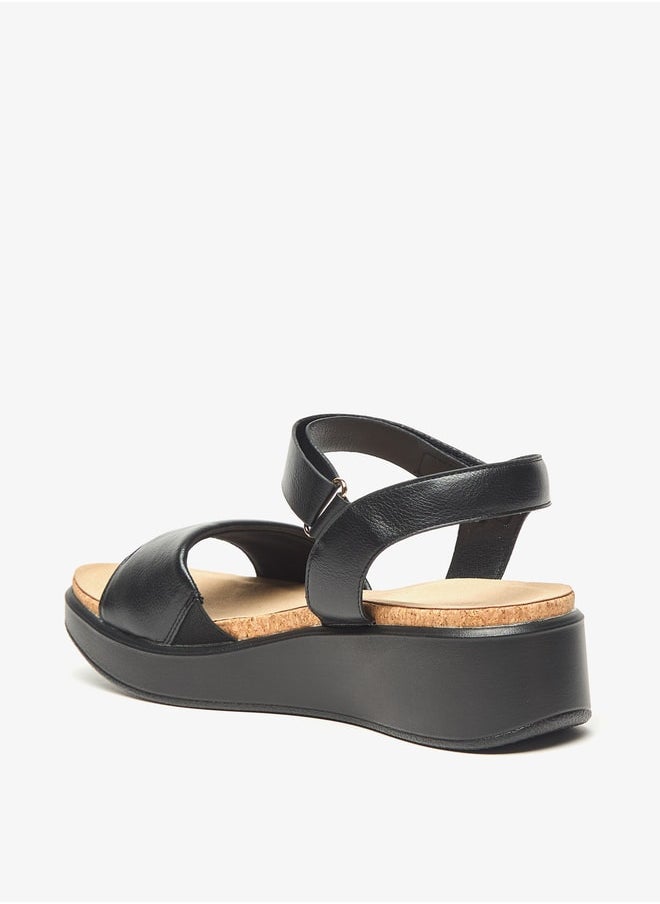 Le Confort - Women's Textured Flatform Sandals with Hook and Loop Closure - Image 1