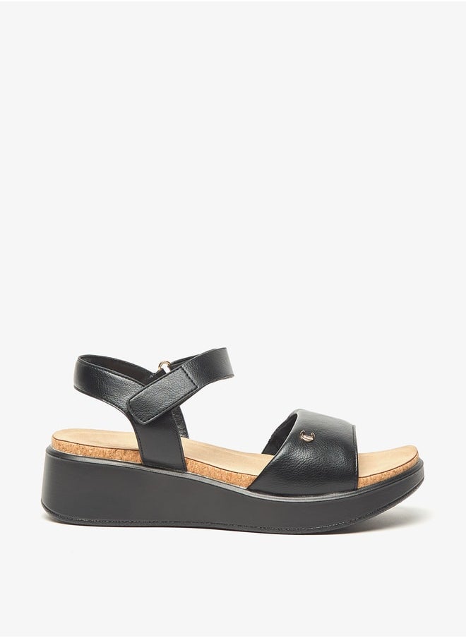 Le Confort - Women's Textured Flatform Sandals with Hook and Loop Closure - Image 1