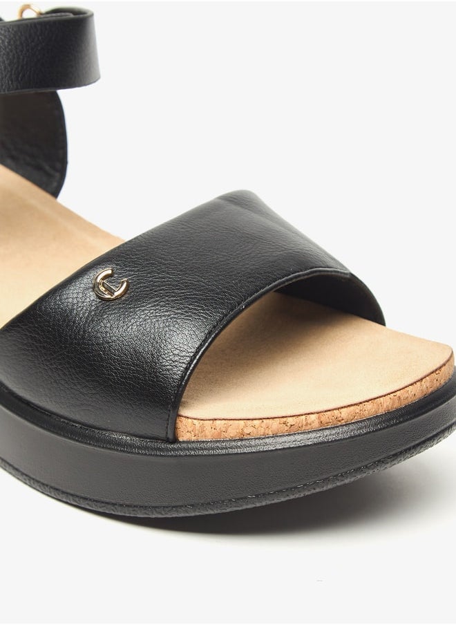 Le Confort - Women's Textured Flatform Sandals with Hook and Loop Closure - Image 1