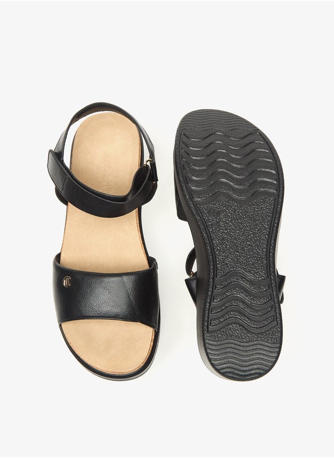 Le Confort - Women's Textured Flatform Sandals with Hook and Loop Closure - Image 1