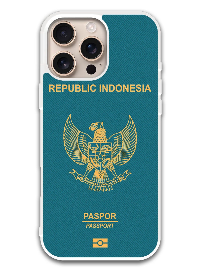 Theodor Protective Case Cover For APPLE IPHONE 16 Pro Max Indonesia Passport (White Bumper) - Image 1