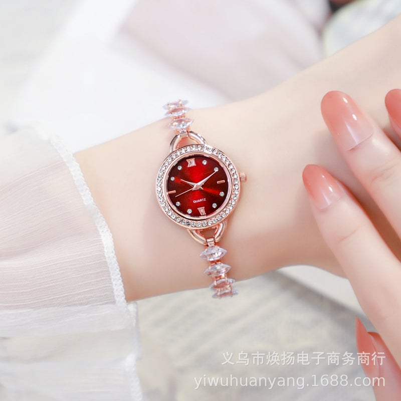Fashion Adjustable Zircon Womens Quartz Watch Red