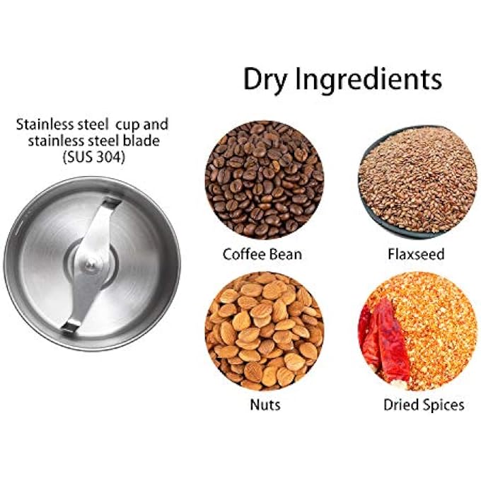 DR MILLS Dm7451 Electric Coffee Grinder Dried Spice Nut Herb Grinder Detachable Cup Dishwashable Sus304 Stianlees Steel - Image 3