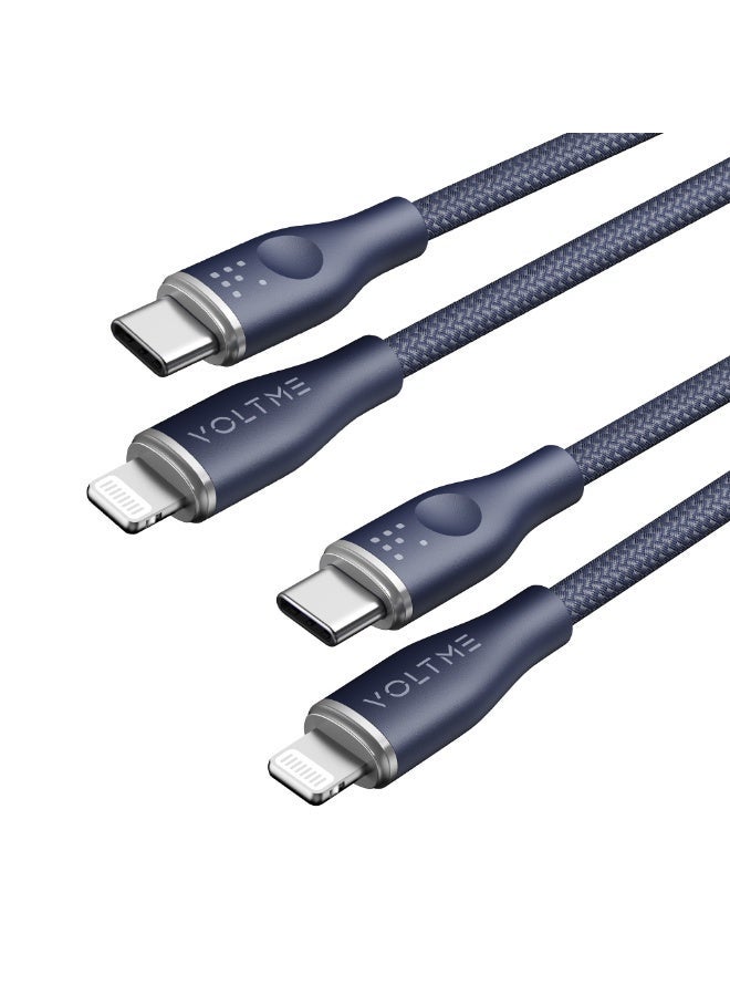 VOLTME Powerlink Rugg 60W PD 3A Cable Type C to Lightning, Premium Nylon Braided Fast USB C Data Transfer Cable for iPhone 15 Pro Max/Pro/Plus, Samsung S23 Ultra, Xiaomi, Huawei, etc (1.2 M) – Black - Image 1