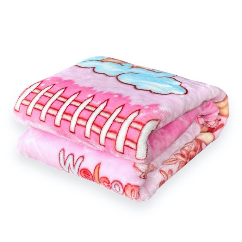 Homescape Newborn Babys All Season Ultra Soft Double Layer Blanket 90x110cm Pink