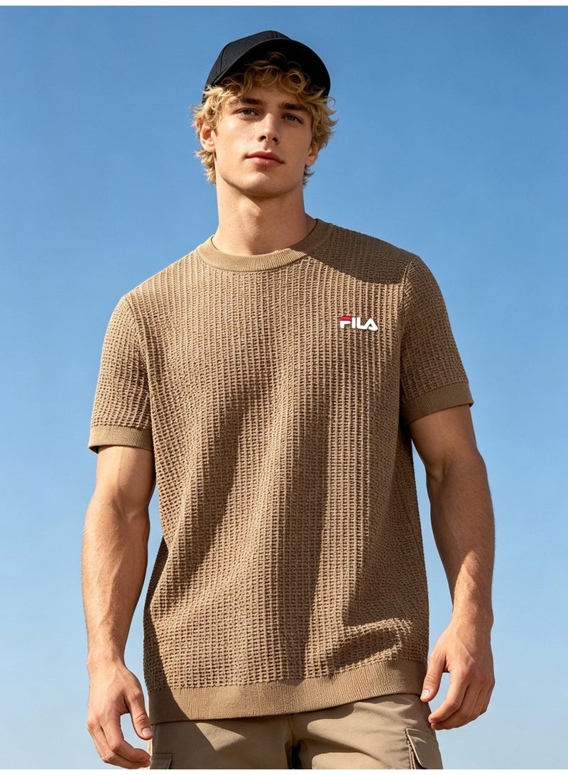 فيلا FILA men's and women's waffle knitted short-sleeved t-shirts - Image 5