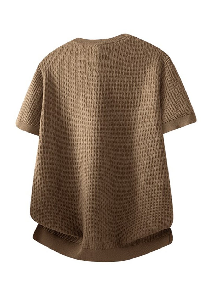 فيلا FILA men's and women's waffle knitted short-sleeved t-shirts - Image 4