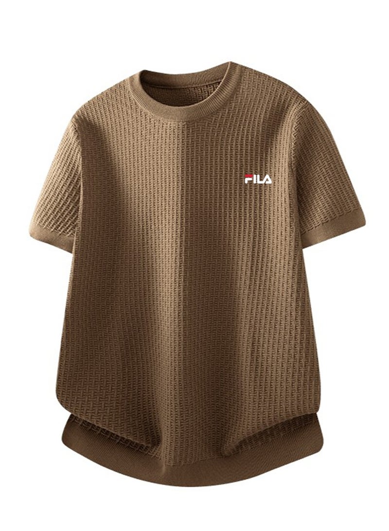 فيلا FILA men's and women's waffle knitted short-sleeved t-shirts - Image 3