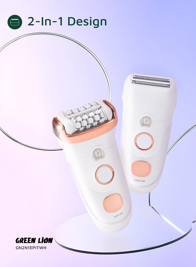 GREEN LION 2 in 1 Epilator Shave and Trimmer , Epilate with Stainless Steel Blade & 8500 RPM Motor / 45 Min Runtime / Type-C Charging / Ergonomic Design / Digital Display / Cleaning Reminder / DC Brushed Motor - White - Image 3